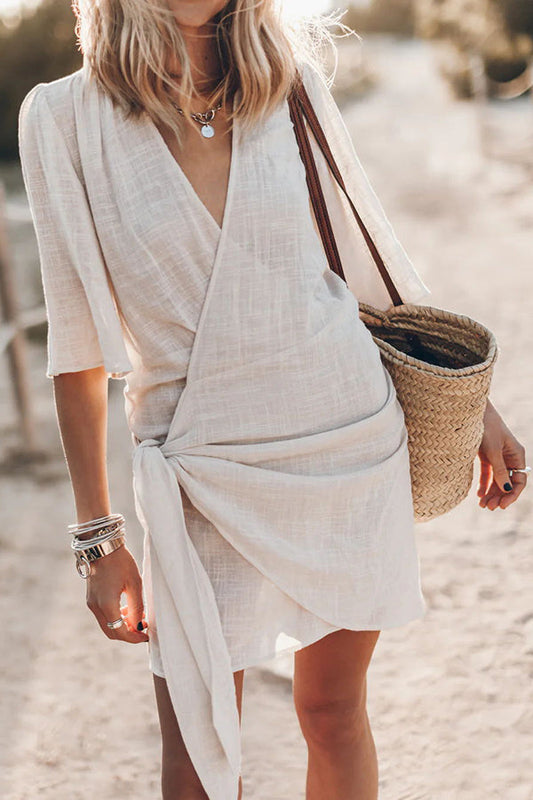 CHIARA™ Katoenen linnen mini jurk voor op het strand