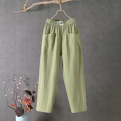 PAOLINA™ Casual broek van katoen en linnen met elastische taille