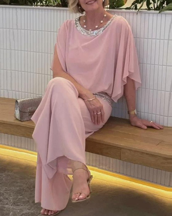 BEATRICE™ Tweedelige elegante set roze-zilver tinten